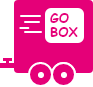 A graphic illustration of a pink pinewood derby car with "go box" text, viewed from a front on angle.